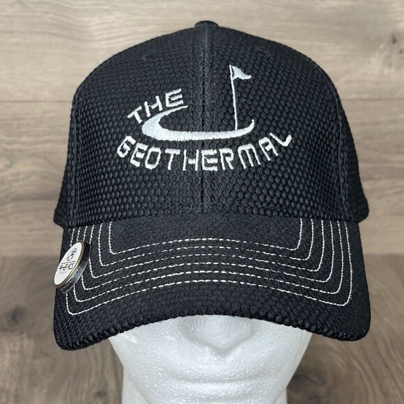 The Geothermal Golf Black Ahead Hat With Magnetic Ball Marker Ball Cap - Picture 2 of 13